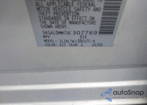 2013 Infiniti Jx35 z USA, uszkodzony, nr VIN 5N1AL0MM7DC307769